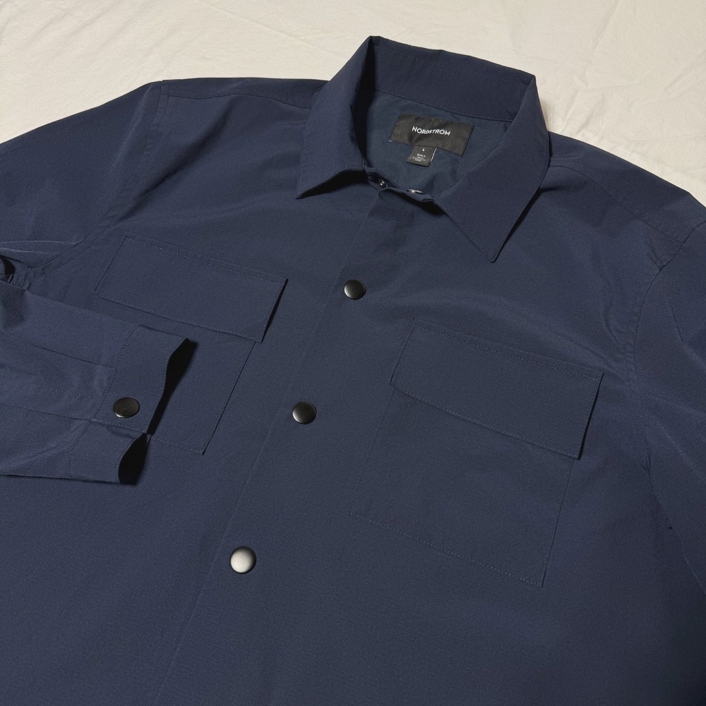 Nordstrom Nylon Snap Shirt Jacket Men’s Sm Lined Overshirt Utility Flap Pockets